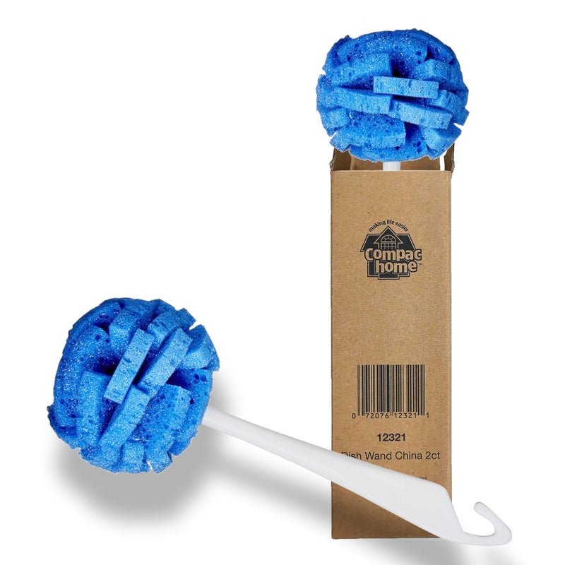 Compac Home Dish Wand China Durable Foam Sponge Petals Brush and Clean Dishes, Pots, Bottles, & Glassware, 2 Count - Image 1